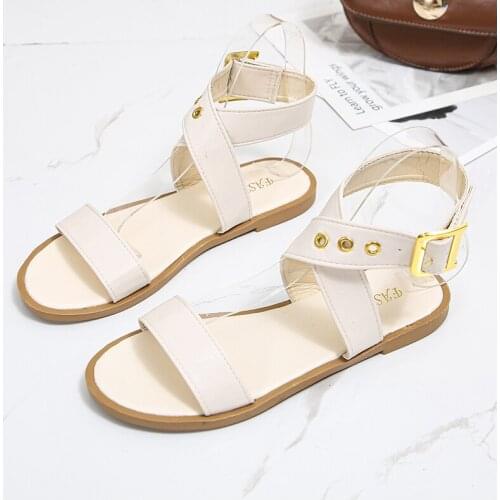 Genuine Leather 2021 New Women Sandals Buckle Classic Summer Ladies Shoes Square Heel Women Low Heels Sandals Sandalias Mujer
