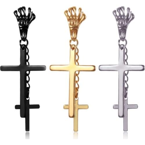Punk Cross Pendant Earrings for Men Women Gothic Stainless Steel Earrings Metal Ear Stud Earrings Jewelry Anti Allergy brincos