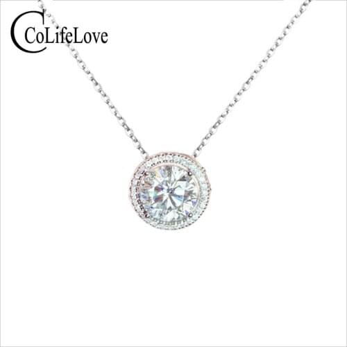 CoLife Jewelry Classic 925 Silver Moissanite Pendant 1ct 2ct 3ct Real VVS Moissanite Silver Pendant Simple Gemstone Pendant