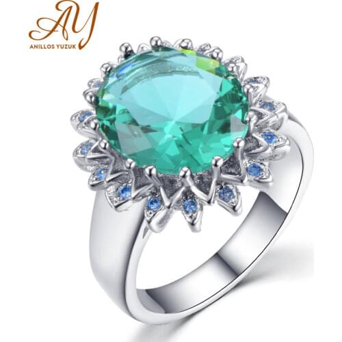 Anillos Yuzuk Silver 925 Jewelry Rings Green Flower Shape Jasper Classic 925 Silver Ring Jewelry Women Fine Jewelry Wholesale