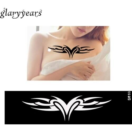1 Piece Small Indian Hollow Henna Tattoo Stencil Strip Heart Design Health Female Waist Chest Body Art Paint Tattoo Stencil S610