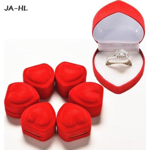 1Pc Merry Gift Red Jewelry Packaging Heart Shaped Ring Boxes Trendy Mini Cute Red Carrying Cases For Rings Display Box