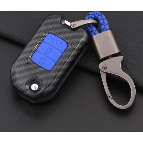 2019 ABS Carbon fiber silica gel 2&3 Buttons Car Key Case Cover For Honda Hrv Xrv Crv Fit Accord 2003-2007 Freed Pilot Cr-v Jazz