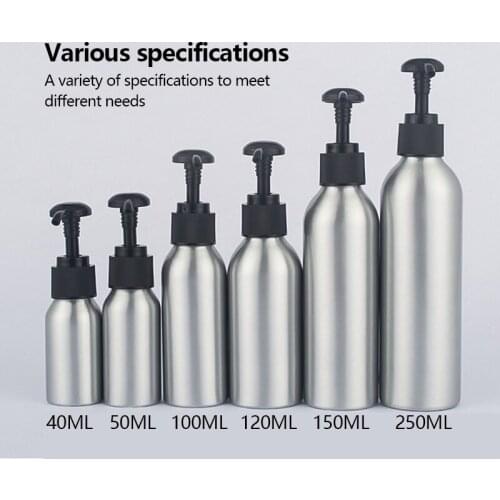 40-250ml Aluminum Bottle Empty Spray Bottles Pump Sprayer Refillable Hand Sanitizer Safe Gel Bottles Water Shampoo Lotion Bottle