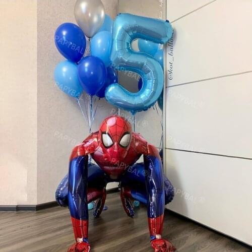 8pcs Spiderman Balloons Set Superhero Blue Latex Pearl Baloons Kids Gifts Birthday Baby Shower Baptism Party Globos Supplies