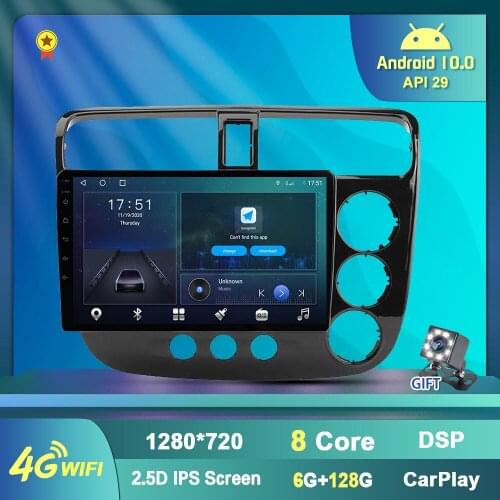 9 inch 128G Car Radio Android 10 For Honda Civic 2000-2006 RHD GPS Navigation With Carplay DSP 4G WIFI BT Camera No DVD Player