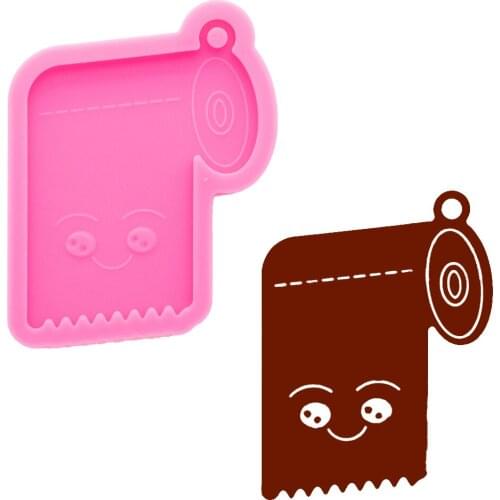 Shiny Resin Toilet paper Mould, Silicone Keychains Molds DIY for Key Chain Pendant, Jewelry Epoxy Mould DY0694