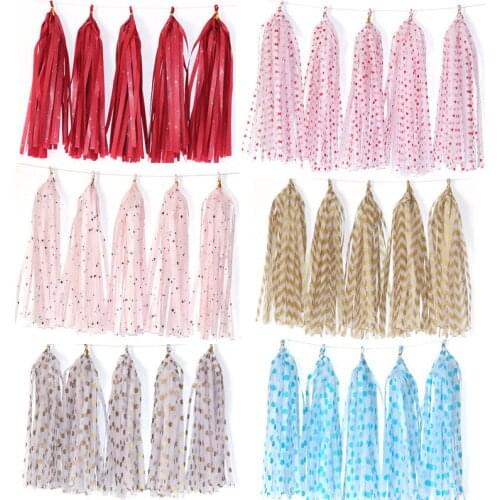 Color Polka Dot DIY Tissue Paper Tassel Garland for Wedding Kids Unicorn Birthday Party Decorations Baby Shower Favors Supplies