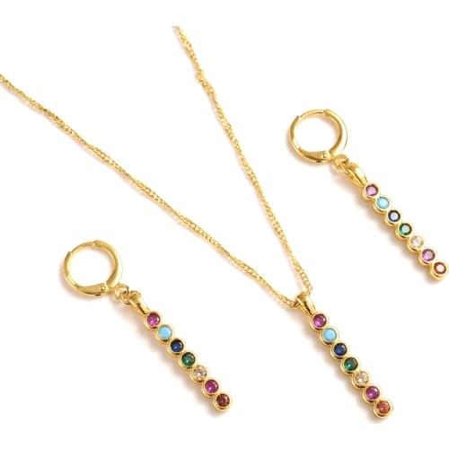 Cz stone Necklace Earrings Set Gold Color Catholic Religious wedding bridal Jewelry Set Christmas birthday Gift For Women