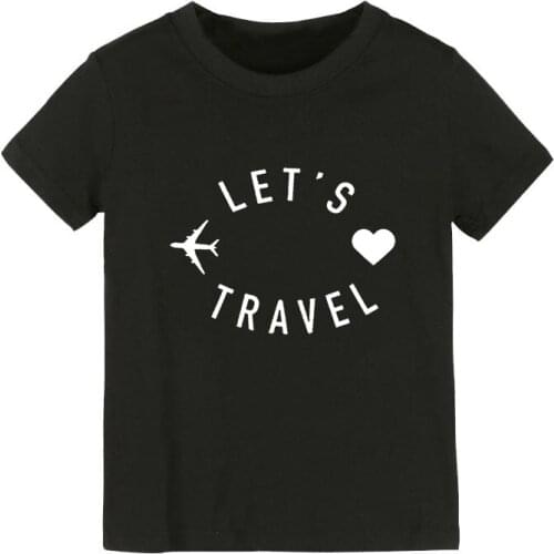 Lets travel Print Kids tshirt Boy Girl shirt Children Toddler Clothes Funny Street Top Tees CZ-165