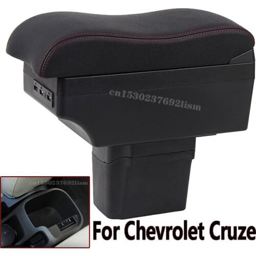 For Chevrolet CRUZE Armrest Retrofit parts Storage box car accessories Car Armrest box Interior with USB LED light