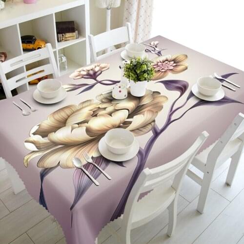 Beautiful 3D Flower Pattern Tablecloth Polyester Dustproof Rectangular Wedding Tablecloth Christmas Party Table Cloth Decoration