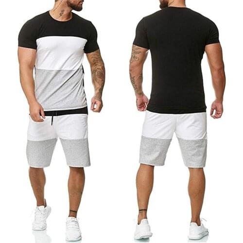 Summer Men Sets O-neck T Shirt And Knee Length Shorts Two Piece Sets Tracksuit Male Clothing Jogger Casual Los Hombres Conjuntos