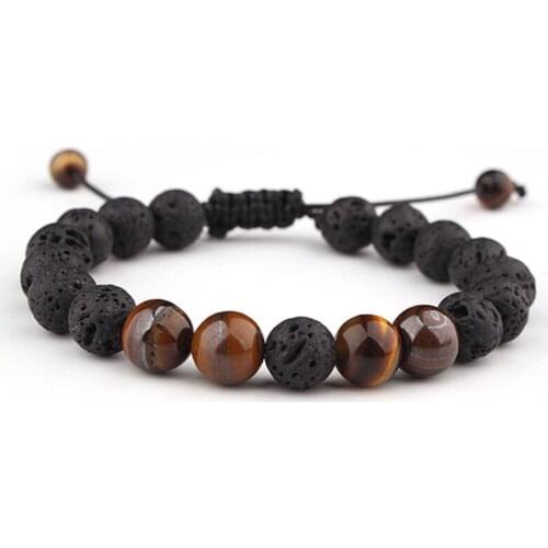 Fashion 8mm Natural Lava Stone Stretch Bracelet For Women Men Man Tiger Eye Prayer Beads Bracelets Yoga Friendship Jewelry