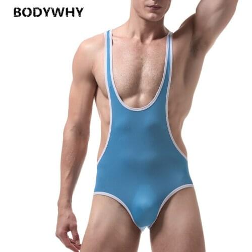 Mens Underwear Sexy Lingerie Ultra-Thin Ice Silk Men Onesies Fitness Wrestling Suit Crotchless Panties Panties Sexy
