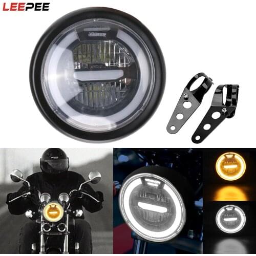 Motorbike Distance Light Headlight Refit for Cafe Racer Bobber Iron Motorcycle LED Headlamp Motorcycle Accessories 6.5 inch