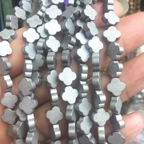 Natural stone hematite frosted matte 4 color flower 4 6 8 10mm spacers loose beads diy jewelry findings accessories 15inch B3255