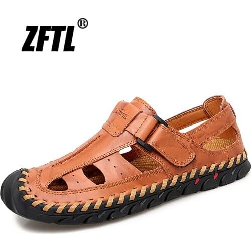 ZFTL New Men Sandals genuine leather man Roman sandals large size casual outdoor beach sandals handmade male leisure sandals 62