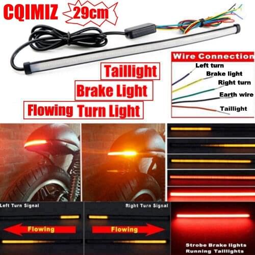 290mm Motorcycle Sequential Running Brake Tail Light Turn Signal Integrated LED Stop Light Strip