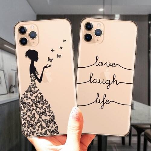 Love Laugh Life Cute Cat Deer Funny Clear Silicone Phone Case Cover For iPhone 12 Mini 11 Pro XS Max X XR 6S 7 8 Plus 5S SE 2020