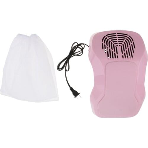 Powerful 110V 40W Nail Drill Art Dust Suction Collector with 2 Dust Collecting Bags For Manicure Filing Tip Pink