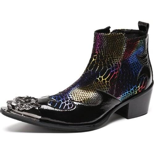 Luxury Handmade Men Boots Black Men Genuine Leather ANkle Boots Man Metal Toe Party,Business & Wedding Botas Male