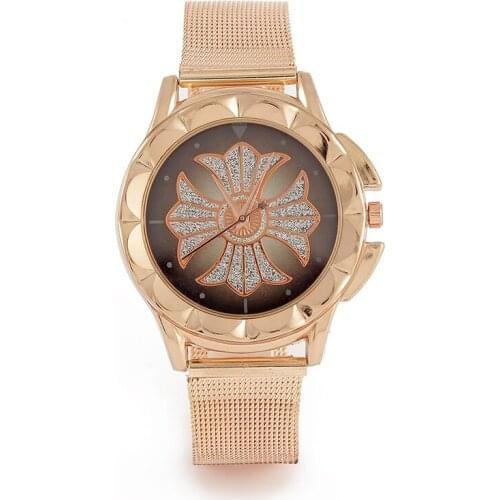 Luxury Women Watches Cross Flower StainlessSteel Ladies Watch Mesh Band Female Quartz Watches Christian Clock relogio feminino