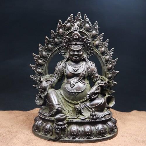 Antique Bronze Buddha Statue Desk Ornament Home Decoration Craft Accessories Metal Chinese God Of Wealth Sculpture Vintage Decor