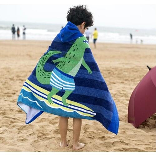 Cartoon Kids Hodded Bath Towel Blanket Cotton Absorbent A Formaldehyde-free Children Can Wear Swim Pool Beach Towel Cape Cloak