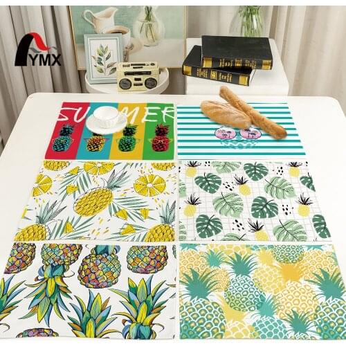 FYMX Color Pineapple Napkin Fruit Pattern Placemat For Home Waterproof And Oil Proof Decoration