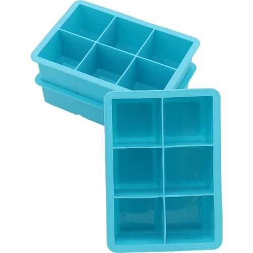 6 Grid Silicone Ice Cube Mold Square Shape Silicone Ice Cube Tray DIY Large Capacity Ice Cream Maker Kitchen Bar Supplies