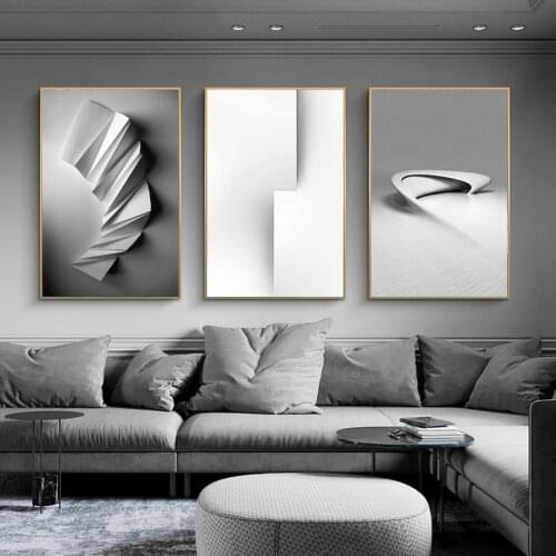 Nordic Black White Geometry space art wall art Canvas poster Painting Prints Abstract line Pictures for Living Room Morden Decor