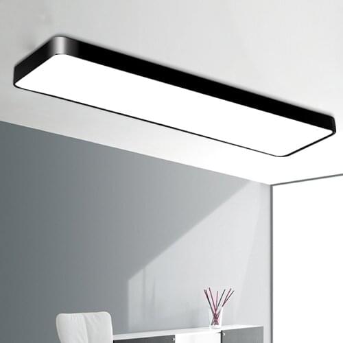 Modern Concise Rectangular Office Led Ceiling Lamp Black Iron Lampshade Light For Living Study Room