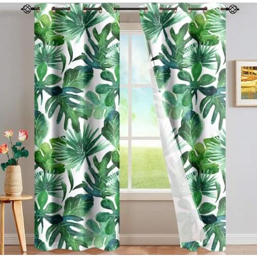 Upetstory Tropical Leaves Printed Modern Blackout Curtains for Living Room Bedroom Curtains for Window Blinds Drapes Home decor