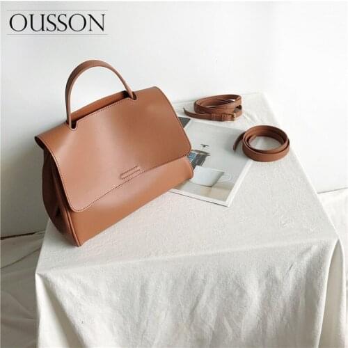 OUSSON 2021 New Design Soft Leather Large Capacity One-Shoulder Bag Fashion Messenger Bag Multifunctional Tote Handbag For Women