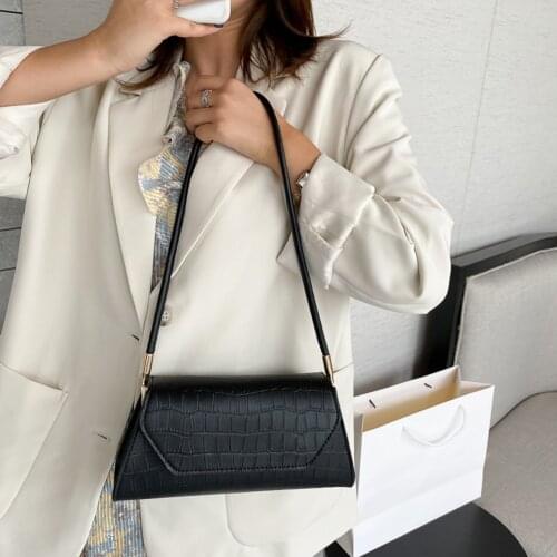 Vintage Alligator Pattern Women Handbag PU Leather Totes Shoulder Bags Female Elegant Solid Color Flap Underarm Purse Clutch