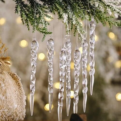 12pcs Christmas Simulation Ice Xmas Tree Hanging Ornament Fake Icicle Winter Party New Year Christmas Decoration Kerst Supplies