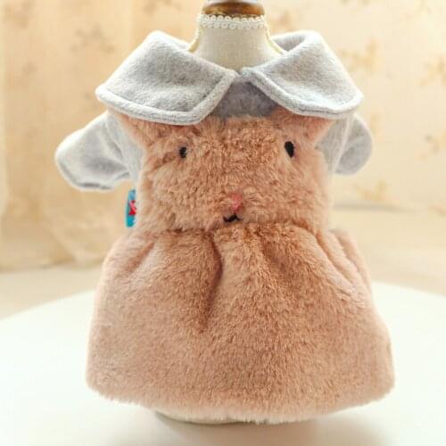 Thickened Plush Pet Clothes Dog Cute Cat Dress Doll Collar Woolen Fabric Autumn Winter Warm Dogs Clothing Chihuahua Cats Skirts