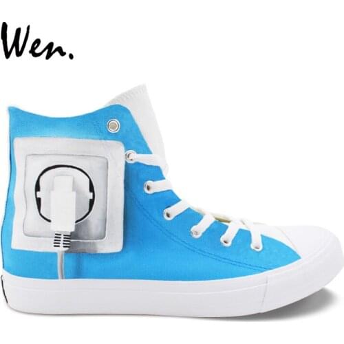 Wen Design Charge Brain Hand Painted Original Shoes High Top Women Mens Canvas Sneakers Skateboarding Shoes for Boy Girl