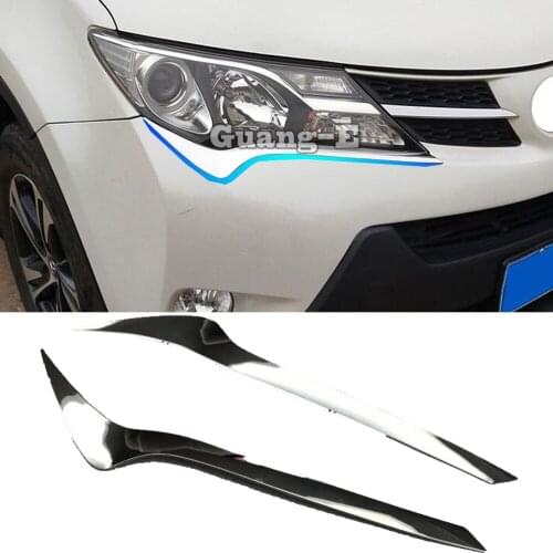 High Quality Car Body Front Head Light Lamp Hood Molding Frame Stick ABS Chrome Trim 2pcs For Toyota RAV4 2014 2015 2016