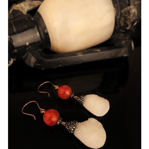 Dr Stone Natural Stone Women 'S Quartz and Agate Stone Earrings NRS892 439799792