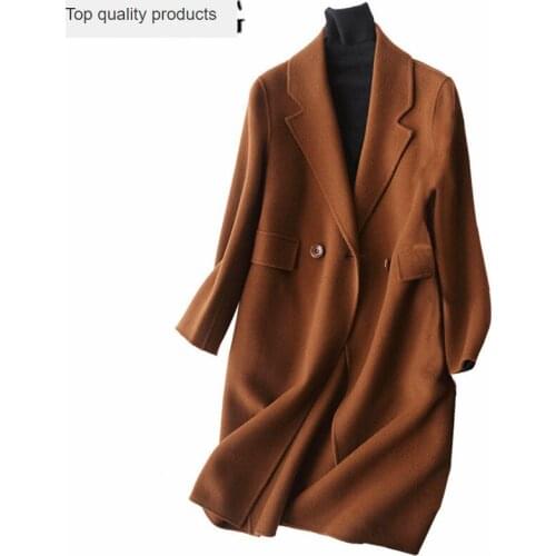 2020 Casual Wool Coat Women Autumn Winter Jackets Long Coat of Womens Cashmere Female Jacket Outerwear manteau femme hiver Q046