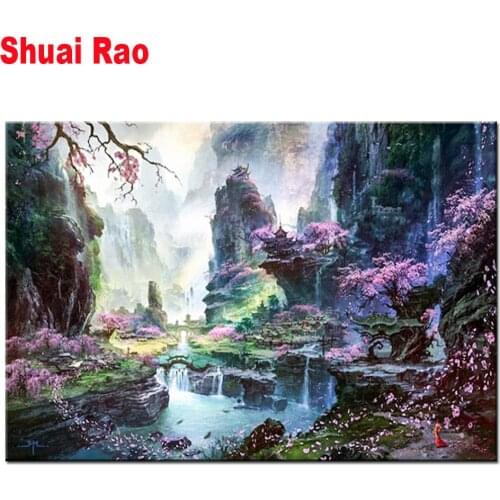 DIY Diamond Painting Round Full Diamond Embroidery Pattern Home Decoration diamond mosaic Fantasy Landscape