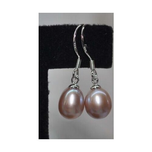 Free shipping >>>>noble jewelry AAA AAA Wholesale 5 pairs 9-10mm purple rice FW pearl dangle earring 925s hook