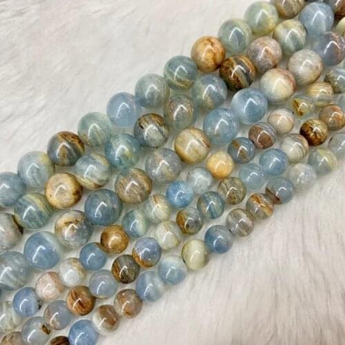 Blue Argentina Calcite Stone Beads Natural Gem stone Beads For Jewelry Making Strand 15 " Wholesale