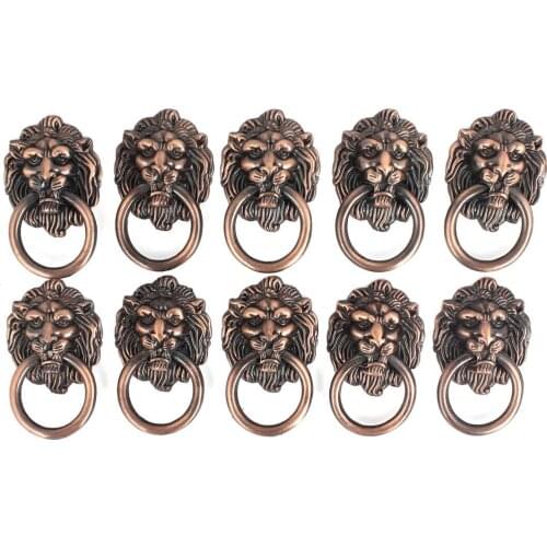 CNIM Hot Dresser Drawer Cabinet Door Ring Lion Head Pull Handle Knob 10pcs