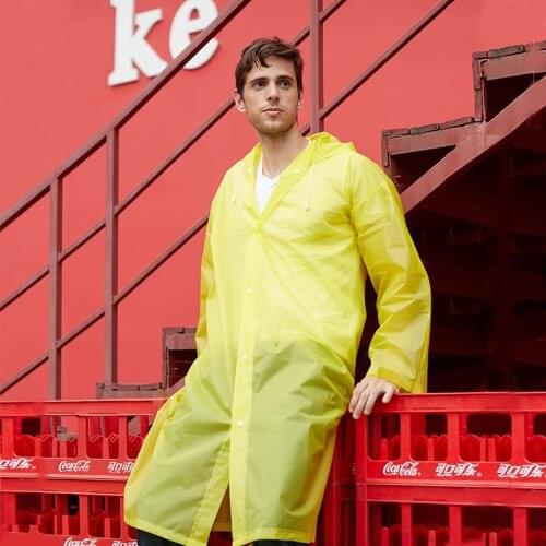 Hooded EVA Raincoat Rain Poncho Waterproof Transparent Men Women Adults Jacket Trench Coat Portable Rain Gear Outdoor Rainwear