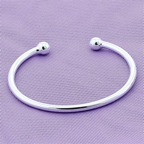 925 Sterling Silver Smooth Solid Bead Bracelet Bangles For Women Men Wedding Engagement Party Jewelry Gift