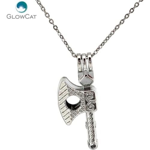 K633 Creative Axe Beads Cage Pendant Pearl Zodiac Constellation Aroma Essential Oil Diffuser Locket Necklace