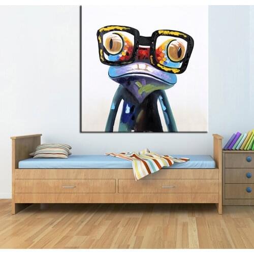 Hand Painted Frog Modern Wall Art Animal Oil Painting Wall Decorative Canvas Art Picture for living room Home Decor Posters